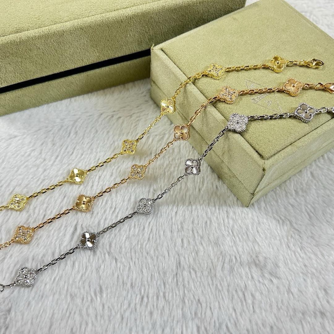 [RAFFINE]CLOVER 6 MOTIF DIAMOND LASER BRACELET