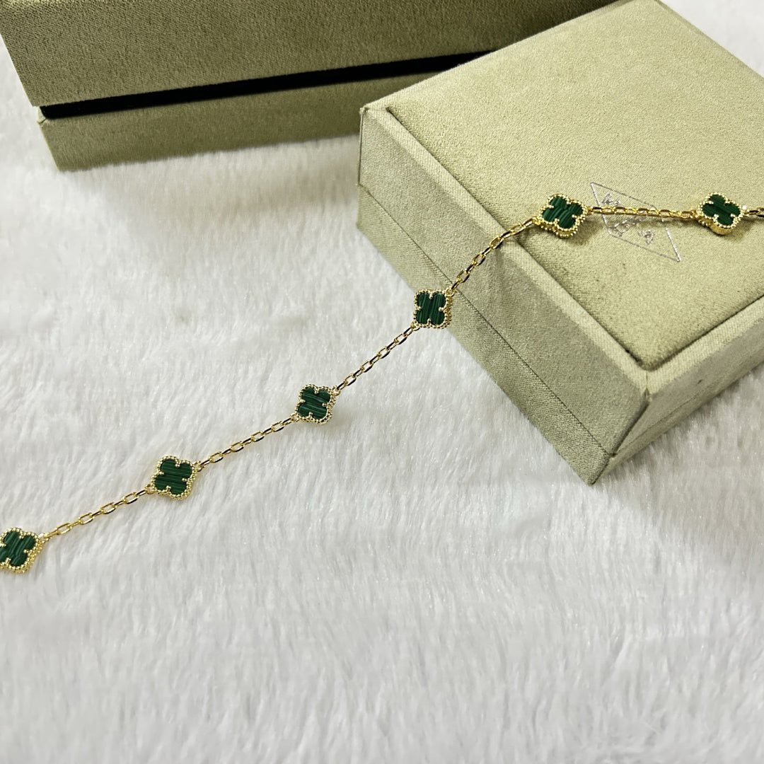 [RAFFINE]CLOVER 6 MOTIF MALACHITE BRACELET