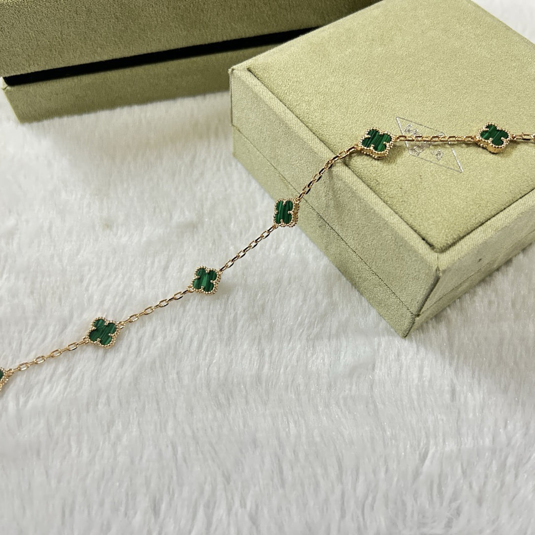 [RAFFINE]CLOVER 6 MOTIF MALACHITE BRACELET