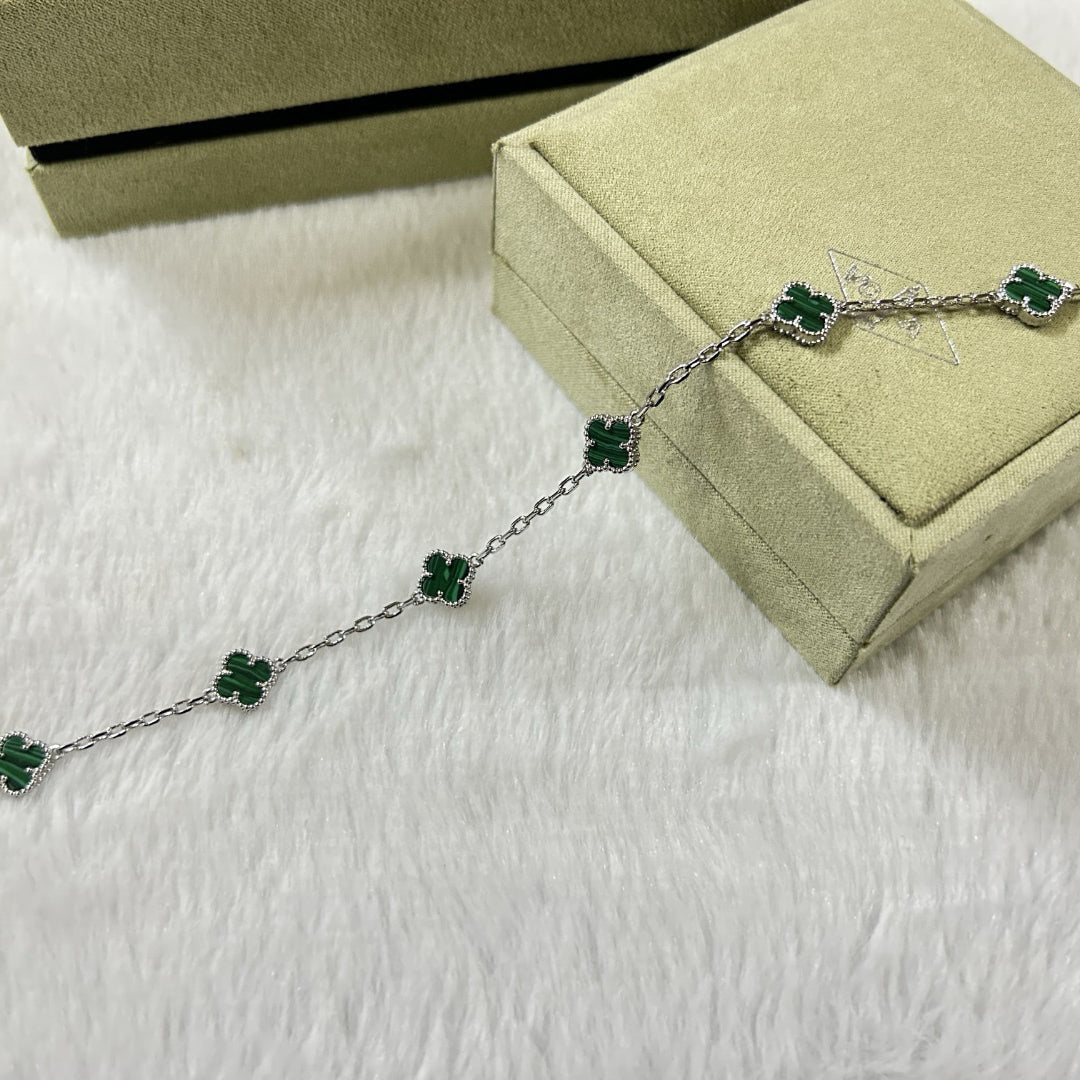 [RAFFINE]CLOVER 6 MOTIF MALACHITE BRACELET
