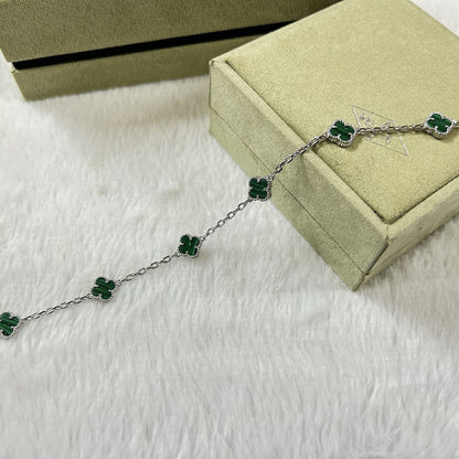 [RAFFINE]CLOVER 6 MOTIF MALACHITE BRACELET