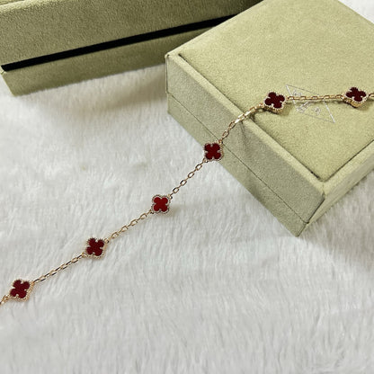 [RAFFINE]CLOVER 6 MOTIF RED AGATE BRACELET