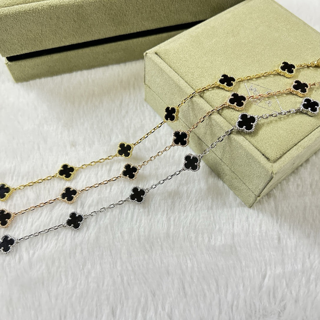 [RAFFINE]CLOVER 6 MOTIF  ONYXS BRACELET