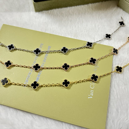 [RAFFINE]CLOVER 6 MOTIF  ONYXS BRACELET