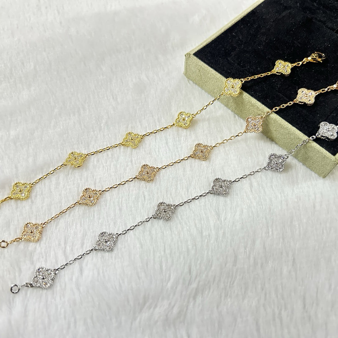 [RAFFINE]CLOVER 6 MOTIF DIAMOND BRACELET