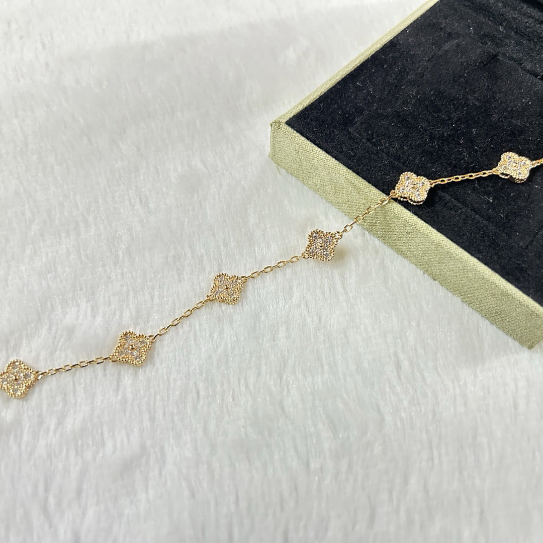 [RAFFINE]CLOVER 6 MOTIF DIAMOND BRACELET