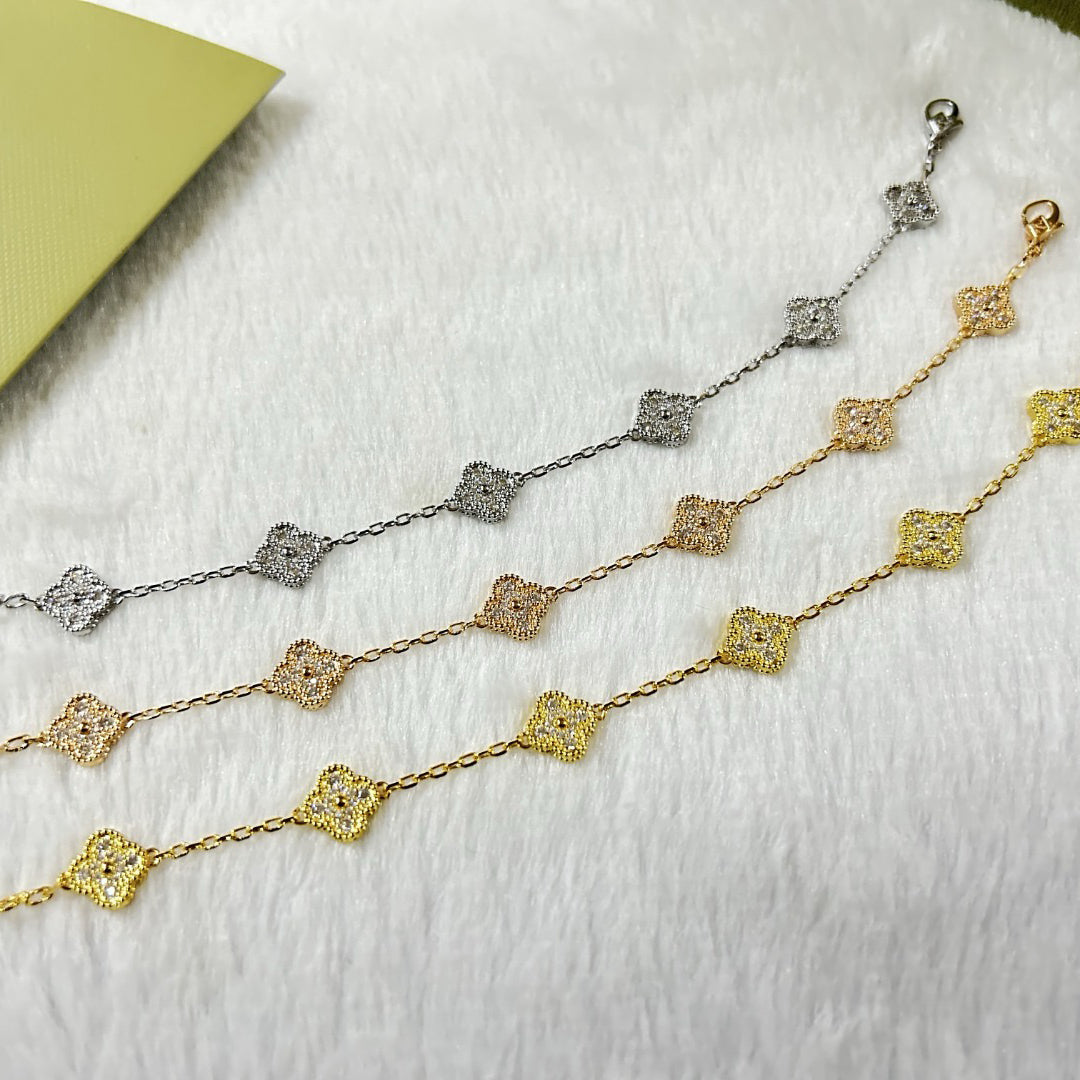 [RAFFINE]CLOVER 6 MOTIF DIAMOND BRACELET