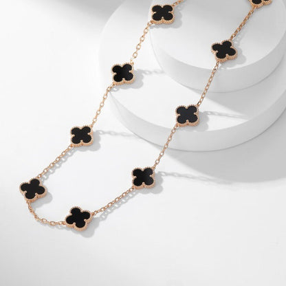 [RAFFINE]CLOVER 10 MOTIFS ONYX NECKLACE