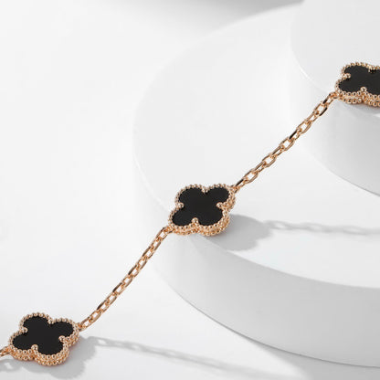 [RAFFINE]CLOVER 10 MOTIFS ONYX NECKLACE