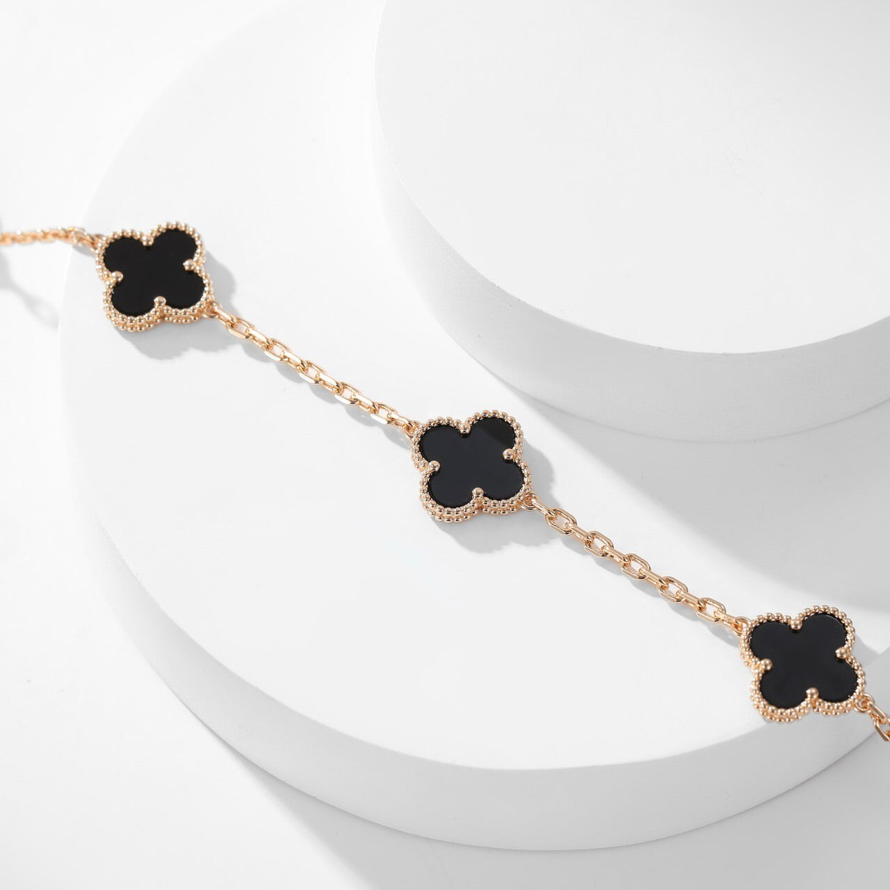 [RAFFINE]CLOVER 10 MOTIFS ONYX NECKLACE