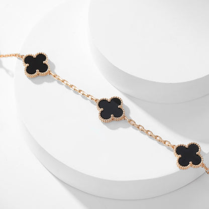 [RAFFINE]CLOVER 10 MOTIFS ONYX NECKLACE
