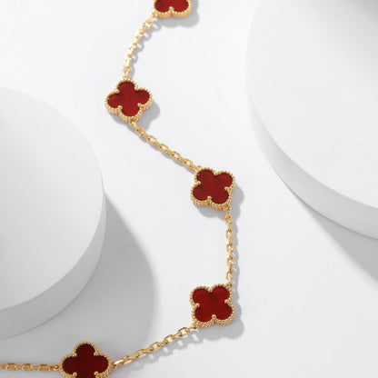 [RAFFINE]CLOVER 10 MOTIFS CARNELIAN NECKLACE