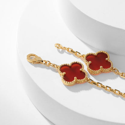 [RAFFINE]CLOVER 10 MOTIFS CARNELIAN NECKLACE