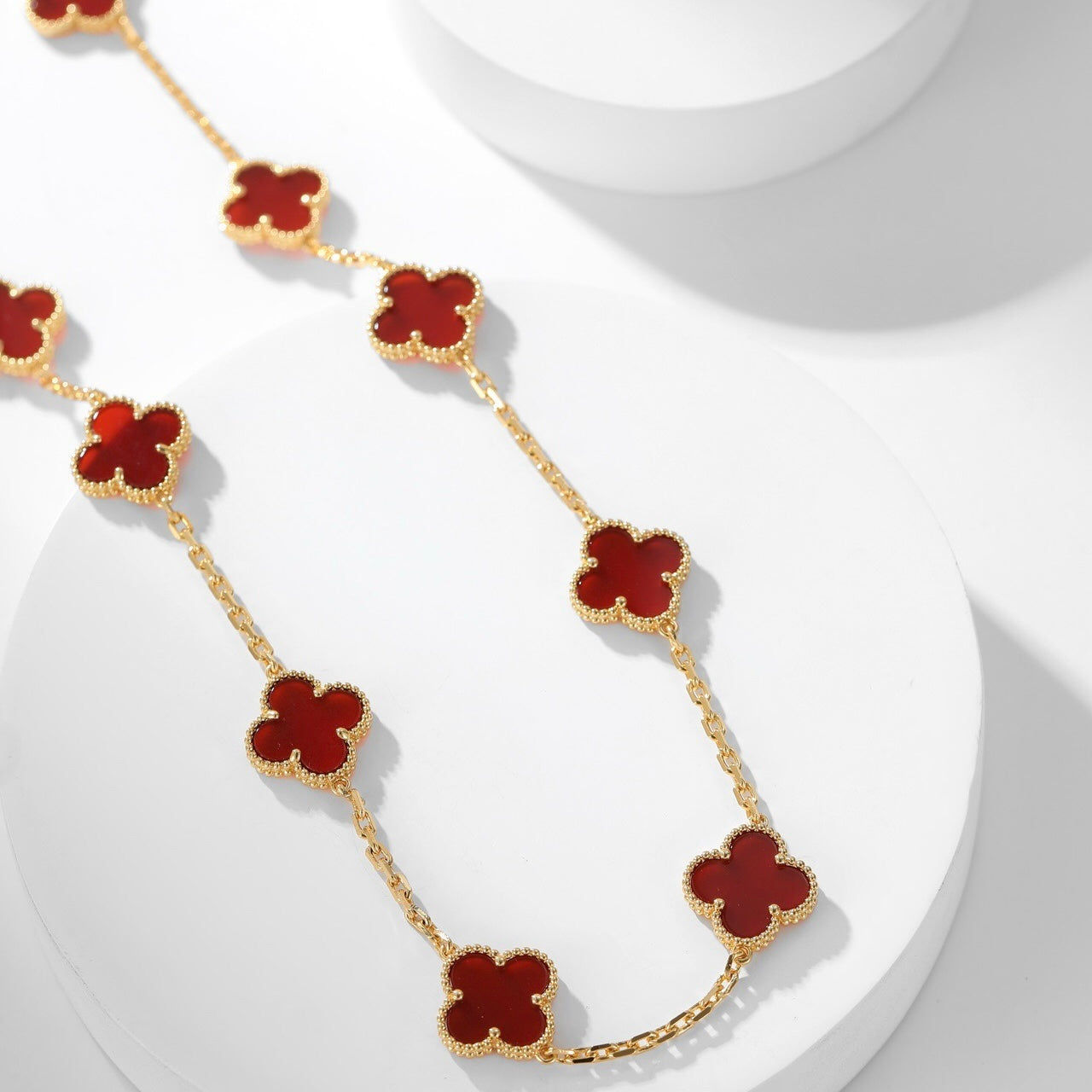 [RAFFINE]CLOVER 10 MOTIFS CARNELIAN NECKLACE