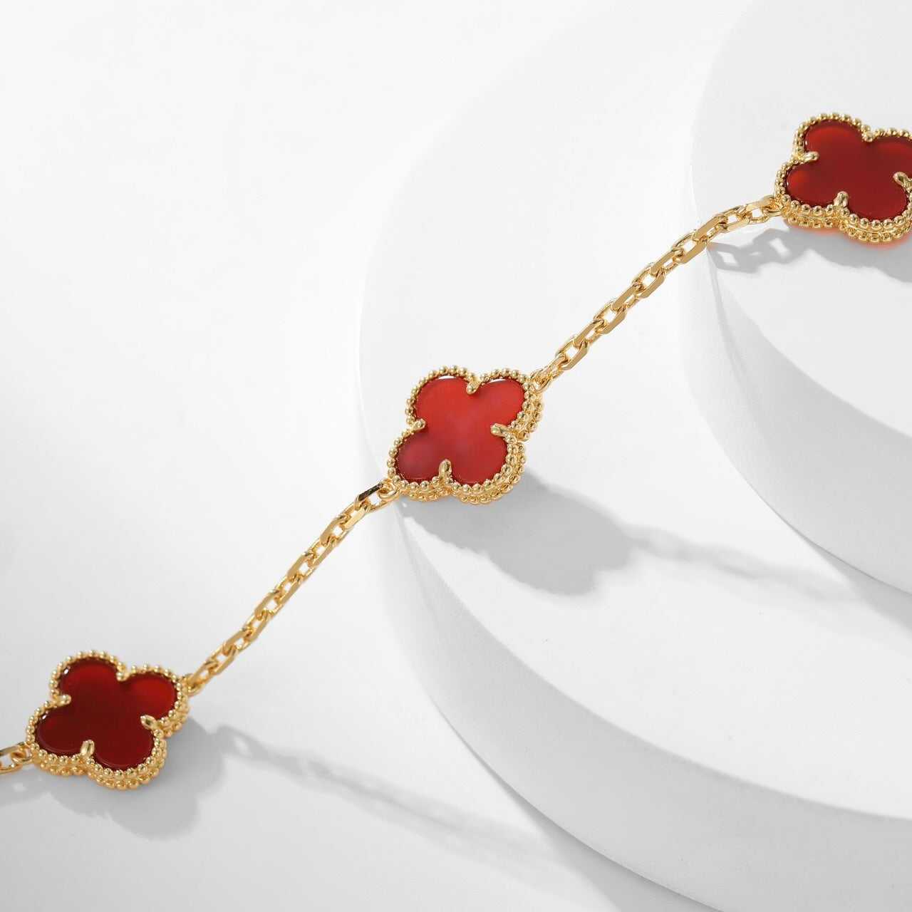 [RAFFINE]CLOVER 10 MOTIFS CARNELIAN NECKLACE
