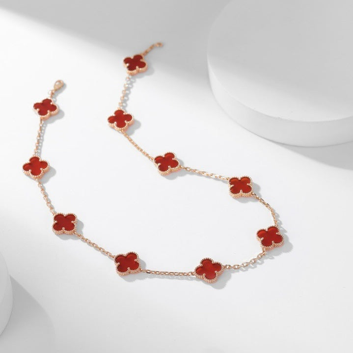 [RAFFINE]CLOVER 10 MOTIFS CARNELIAN NECKLACE