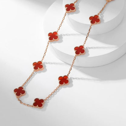 [RAFFINE]CLOVER 10 MOTIFS CARNELIAN NECKLACE