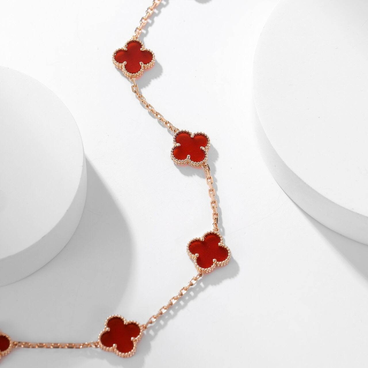 [RAFFINE]CLOVER 10 MOTIFS CARNELIAN NECKLACE