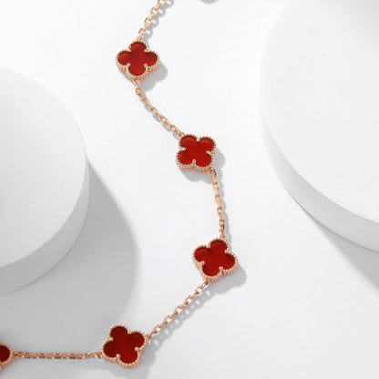 [RAFFINE]CLOVER 10 MOTIFS CARNELIAN NECKLACE