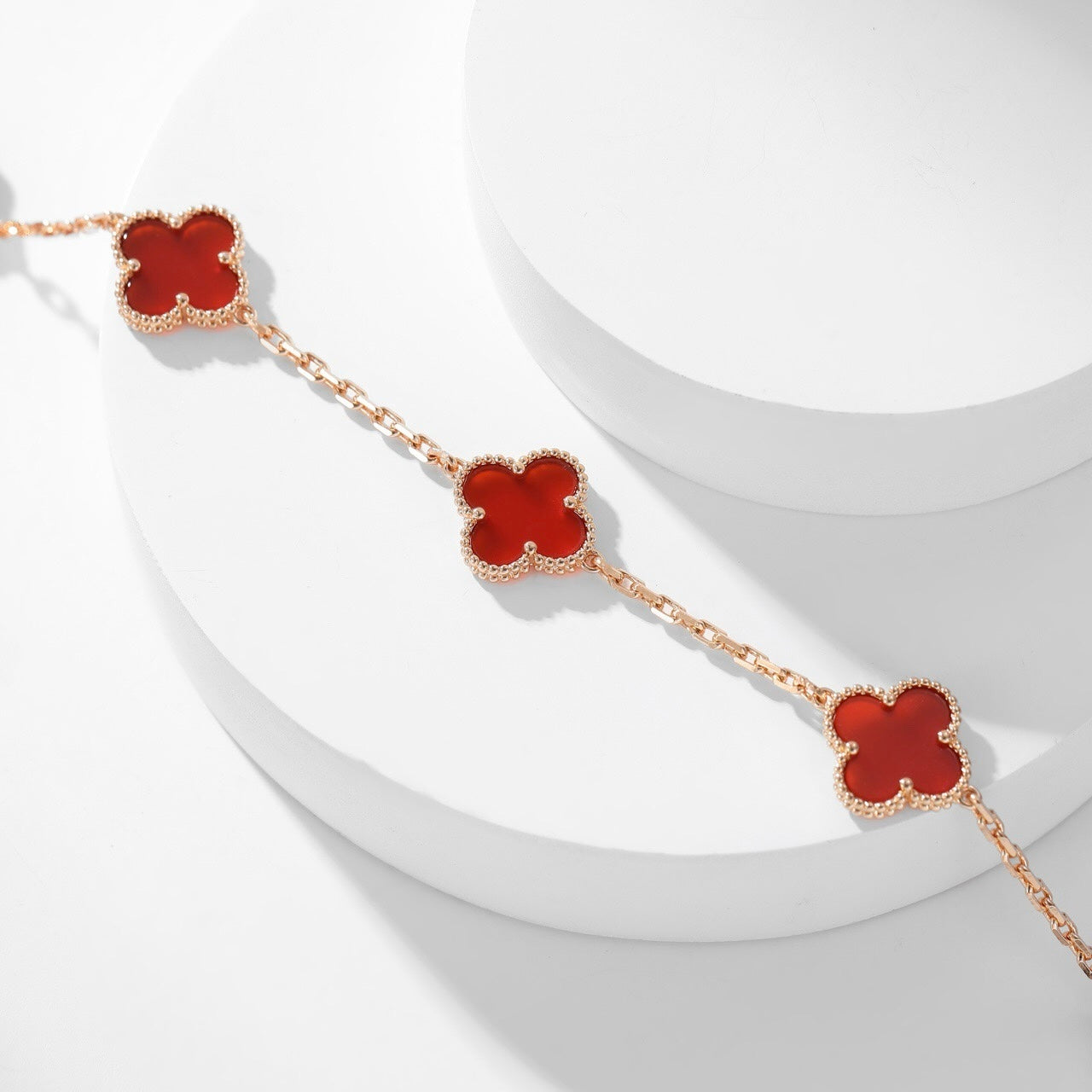 [RAFFINE]CLOVER 10 MOTIFS CARNELIAN NECKLACE
