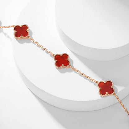 [RAFFINE]CLOVER 10 MOTIFS CARNELIAN NECKLACE