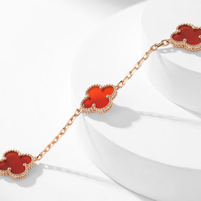 [RAFFINE]CLOVER 10 MOTIFS CARNELIAN NECKLACE