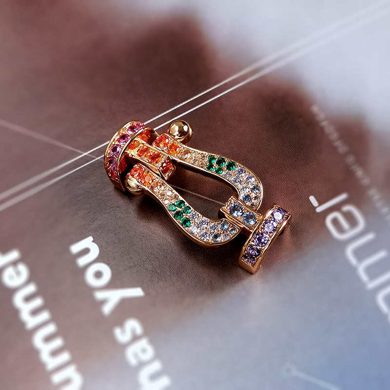 [RAFFINE]FORC LARGE HORSESHOE  COLORED DIAMOND BRACELET SILVER