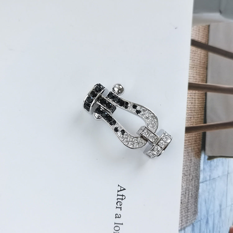[RAFFINE]FORCE LARGE HORSESHOE BLACK WHITE DIAMOND BRACELET ROSE GOLD