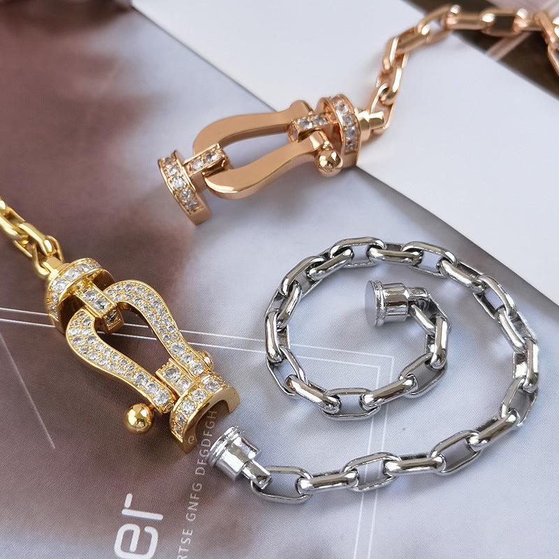 [RAFFINE]FORCE LARGE HORSESHOE CLASP  METAL BRACELET