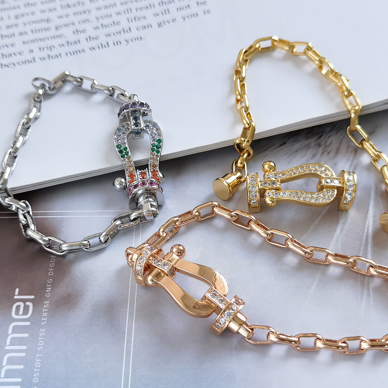 [RAFFINE]FORCE LARGE HORSESHOE CLASP  METAL BRACELET