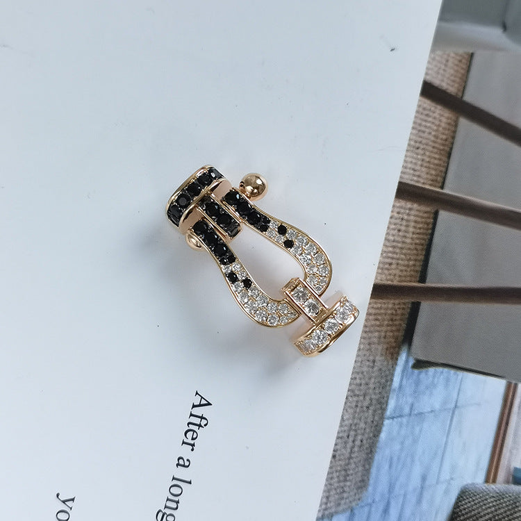 [RAFFINE]FORCE LARGE HORSESHOE BLACK WHITE DIAMOND BRACELET ROSE GOLD