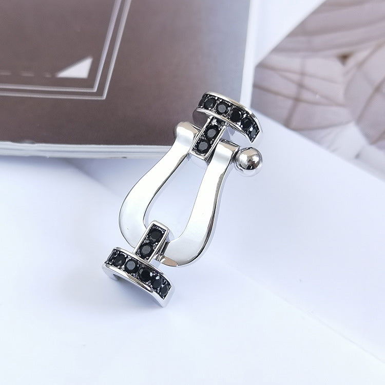 [RAFFINE]FORCE LARGE HORSESHOE BLACK DIAMOND BRACELET SILVER