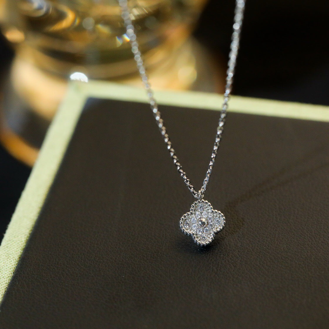 [RAFFINE]CLOVER MINI 9.5MM PENDANT DIAMOND NECKLACE