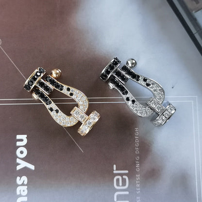 [RAFFINE]FORCE LARGE HORSESHOE BLACK WHITE DIAMOND BRACELET ROSE GOLD
