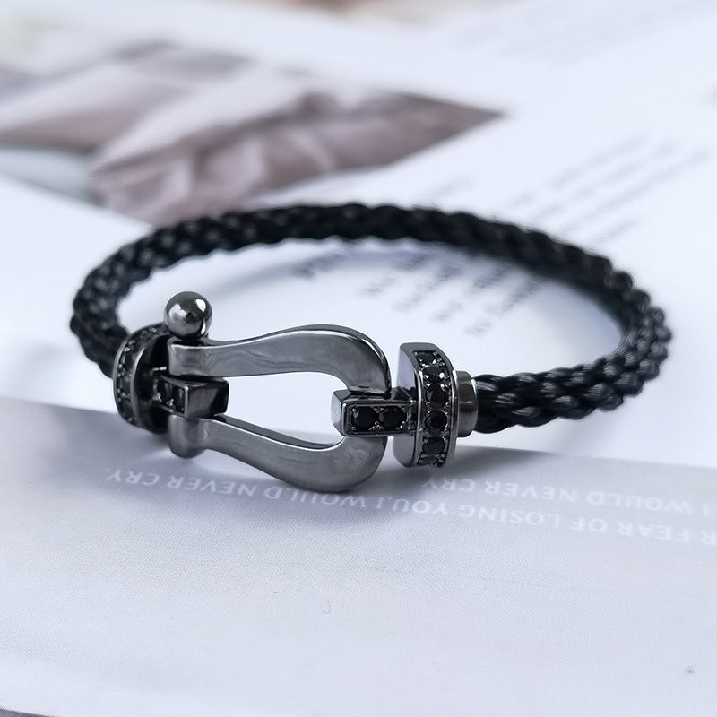 [Raffine]FORCE GROSSE SERIE HUFEISEN SCHWARZES SAMURAI-ARMBAND