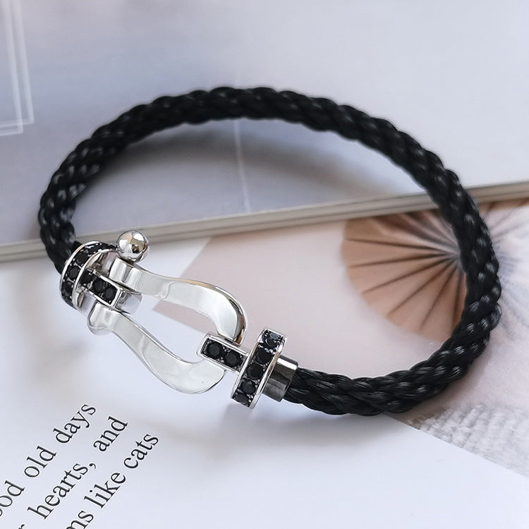 [RAFFINE]FORCE LARGE HORSESHOE BLACK DIAMOND BRACELET SILVER