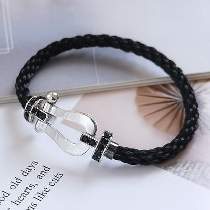 [RAFFINE]FORCE LARGE HORSESHOE BLACK DIAMOND BRACELET SILVER
