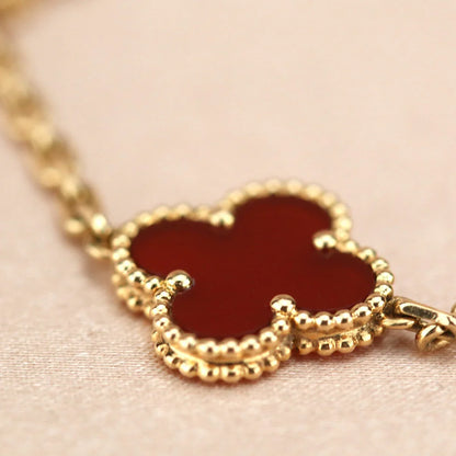[RAFFINE] CLOVER 5 MOTIF RED CORNELIAN BRACELET COLLECTION