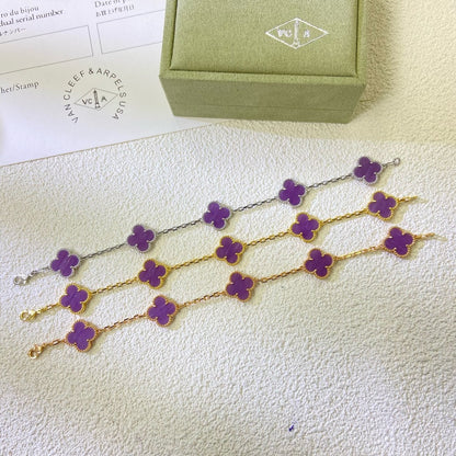 [Raffine]CLOVER  5 MOTIFS  PURPLE VIOLET BRACELET