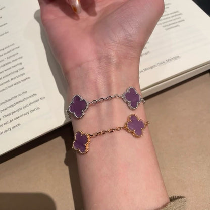 [Raffine]CLOVER  5 MOTIFS  PURPLE VIOLET BRACELET