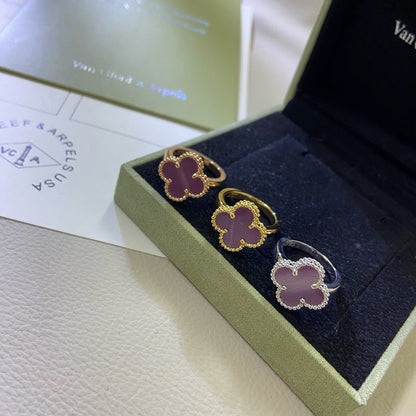 [RAFFINE] ANILLO TRÉBOL PÚRPURA VIOLETA