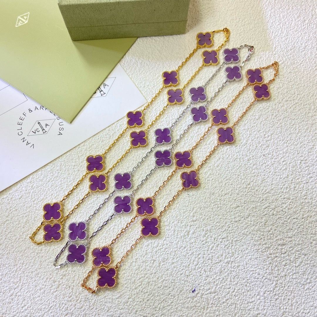 [RAFFINE]CLOVER 10 MOTIFS  PURPLE VIOLET  NECKLACE