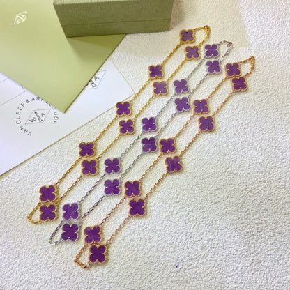 [RAFFINE]CLOVER 10 MOTIFS  PURPLE VIOLET  NECKLACE