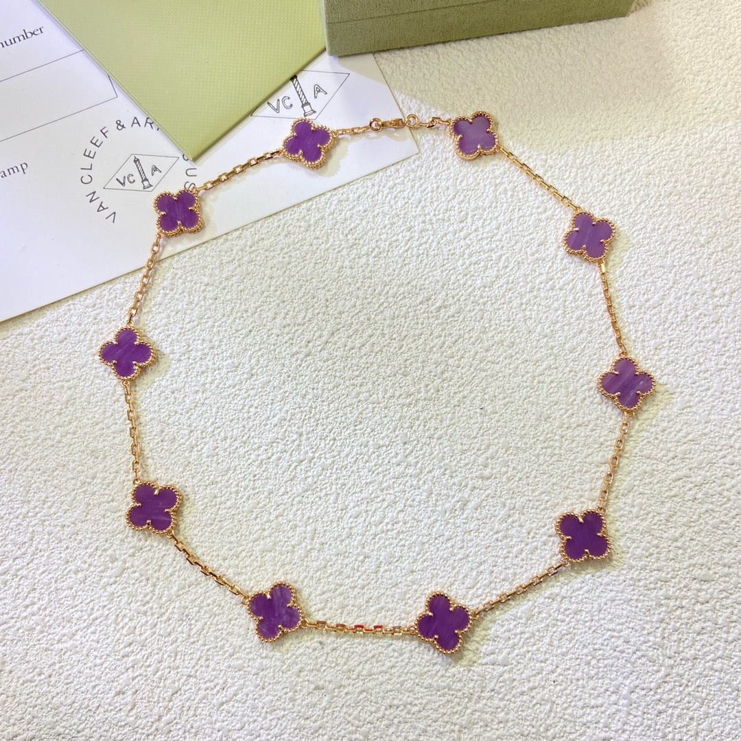[RAFFINE]CLOVER 10 MOTIFS  PURPLE VIOLET  NECKLACE
