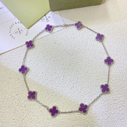 [RAFFINE]CLOVER 10 MOTIFS  PURPLE VIOLET  NECKLACE