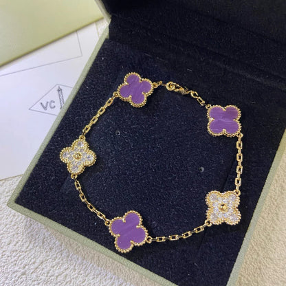 [RAFFINE] CLOVER 5 MOTIF VIOLET BRACELET COLLECTION