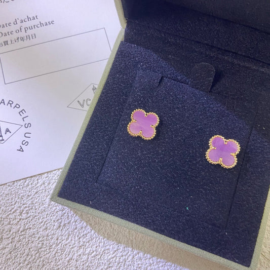 [RAFFINE]CLOVER MINI 9.5MM  PURPLE VIOLET EARRINGS