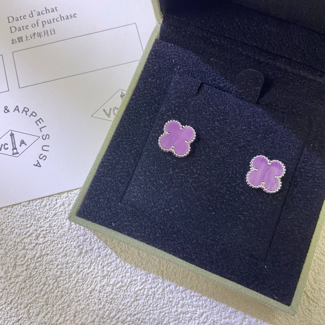 [RAFFINE]CLOVER MINI 9.5MM  PURPLE VIOLET EARRINGS