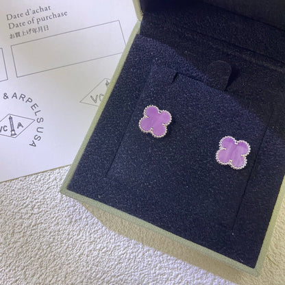 [RAFFINE]CLOVER MINI 9.5MM  PURPLE VIOLET EARRINGS