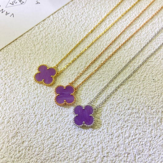 [RAFFINE]CLOVER 15MM  PURPLE VIOLET NECKLACE